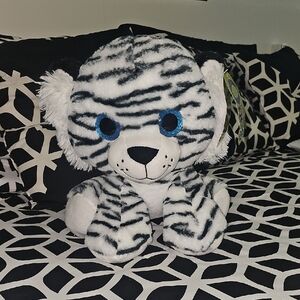 NWT Plush White and Black Tiger Toy 12"tall
